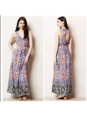 Anthropology Maeve silk maxi dress with pockets, size 6